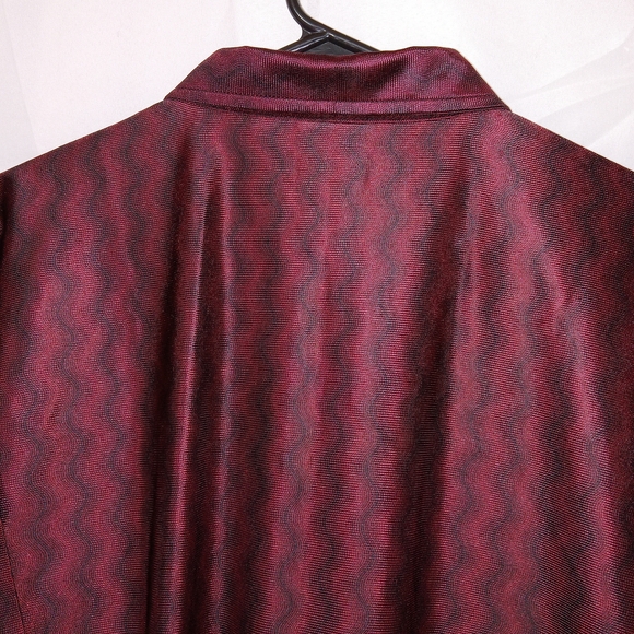 Vintage Mens Club Rave Shirt Street Culture Button Up Shiny Red Wave Size XL - Picture 9 of 15